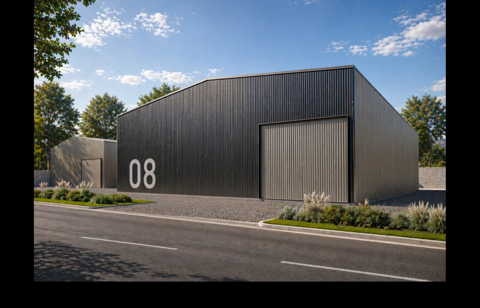 Render orientativo de las naves industriales